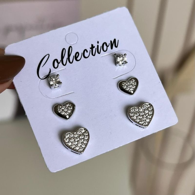 Trio De Brinco Biju Fina Dourado/Ródio