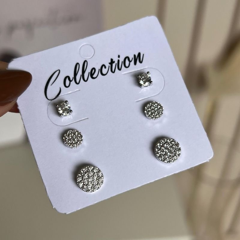 Trio De Brinco Biju Fina Dourado/Ródio