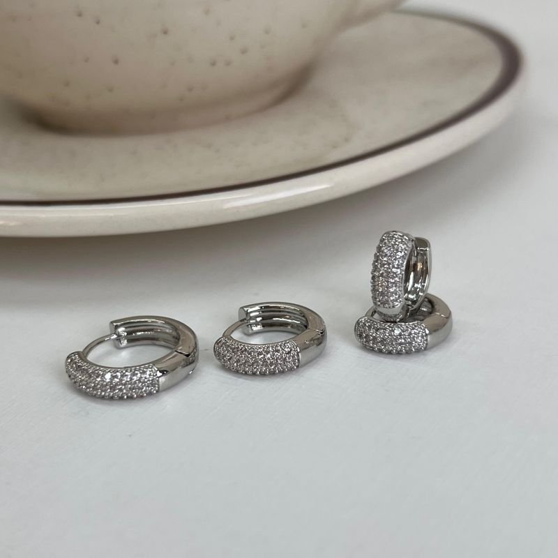 Trio de Brincos Cravejado Biju Fina