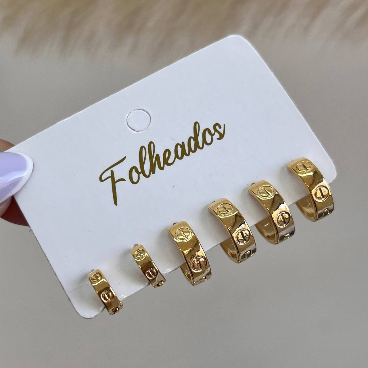 Trio de Brinco Banho Ouro 18k/Prata 925