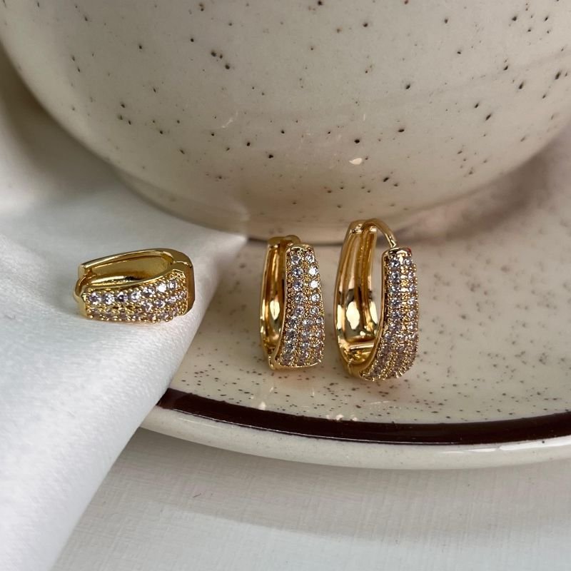 Trio de Brincos Biju Fina Dourado/Ródio